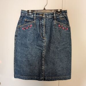 🔥 Vintage Patrick X Embroidered Denim Midi Skirt